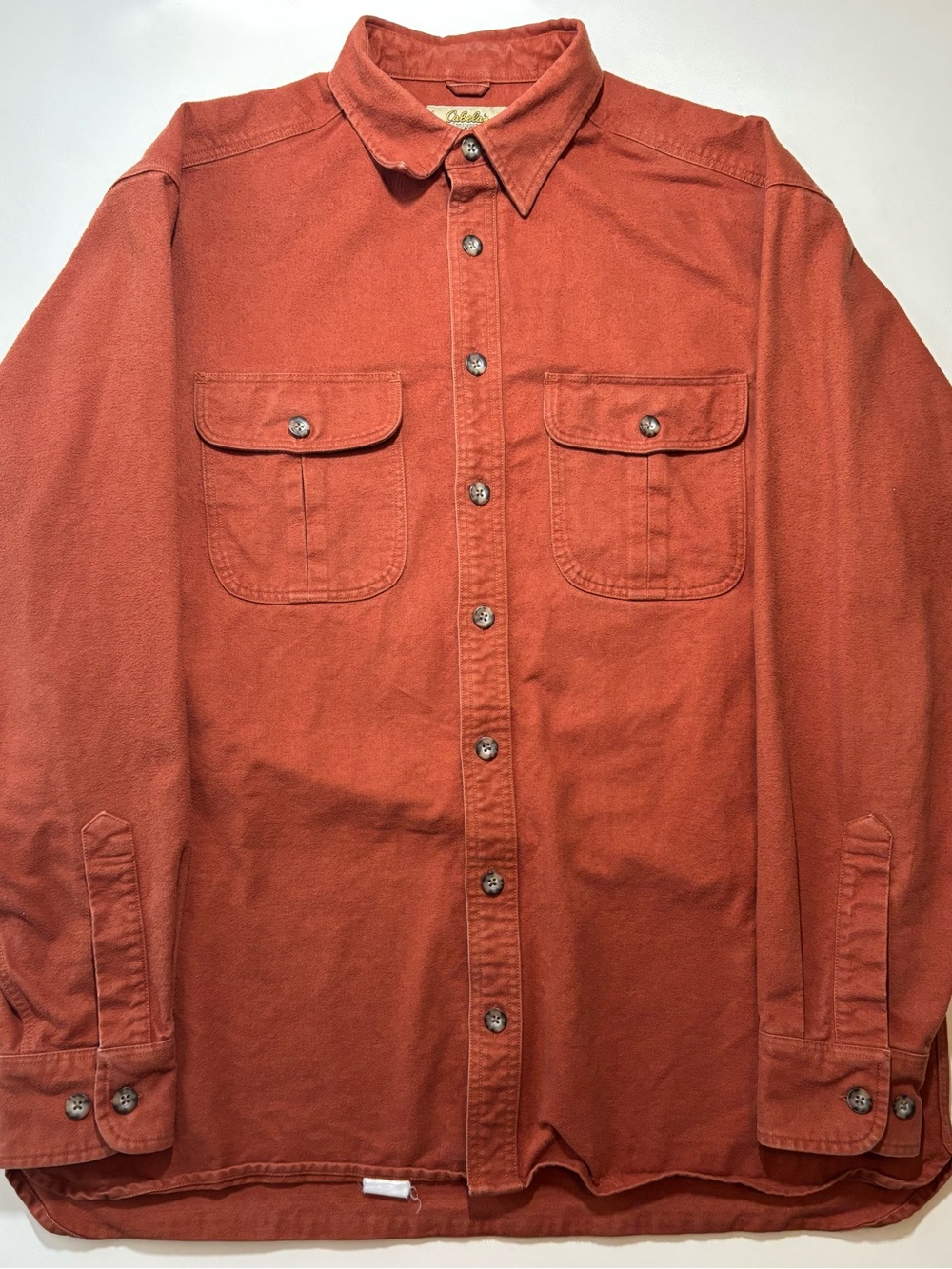 Vintage Cabelas heavy weight rust orange button down long sleeve hunting style
